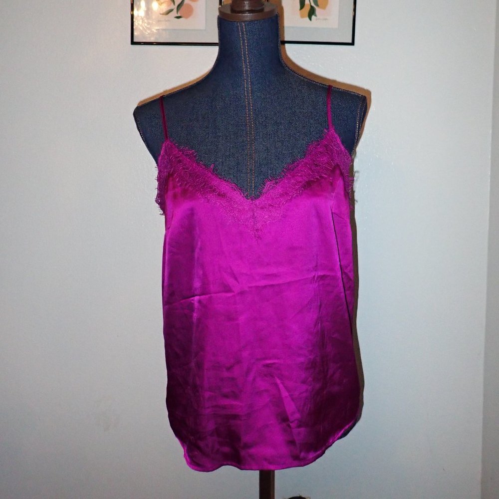 purple satin lace spaghetti top